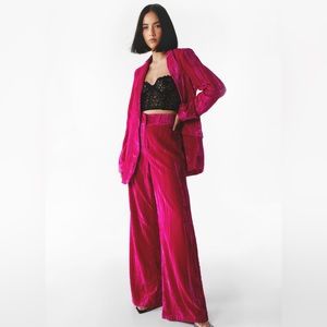 Nasty Gal Barbie pink velvet 2pc suit size 10 NWT